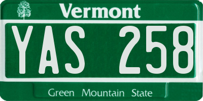 VT license plate YAS258