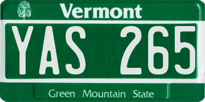 VT license plate YAS265