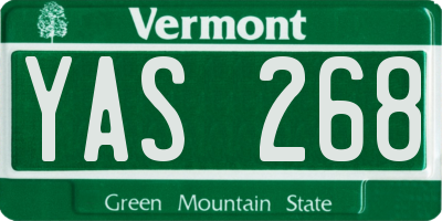 VT license plate YAS268