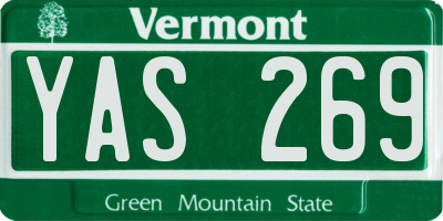 VT license plate YAS269