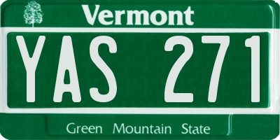 VT license plate YAS271