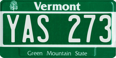 VT license plate YAS273