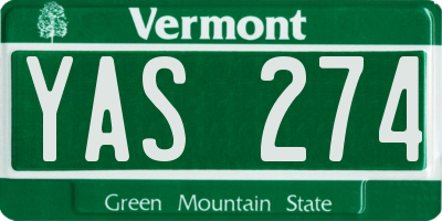 VT license plate YAS274