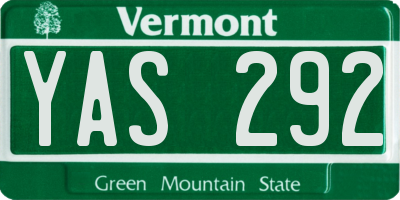 VT license plate YAS292