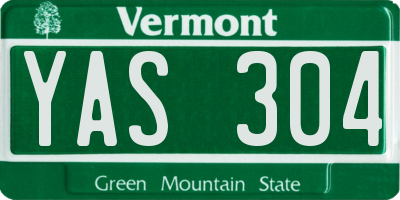 VT license plate YAS304