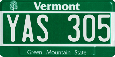 VT license plate YAS305