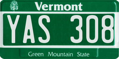 VT license plate YAS308