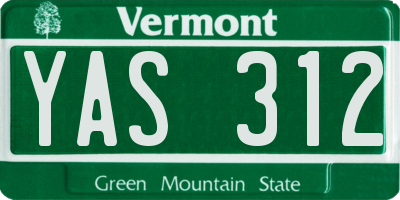 VT license plate YAS312