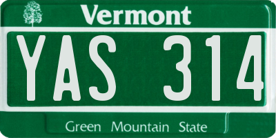 VT license plate YAS314