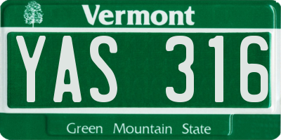 VT license plate YAS316