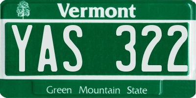 VT license plate YAS322