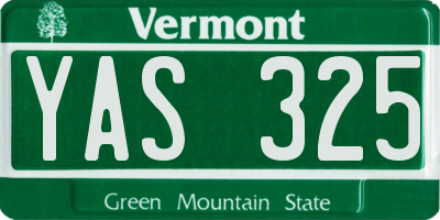 VT license plate YAS325
