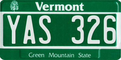 VT license plate YAS326