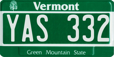 VT license plate YAS332