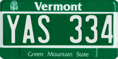 VT license plate YAS334