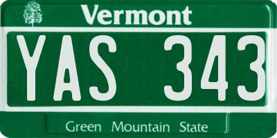 VT license plate YAS343