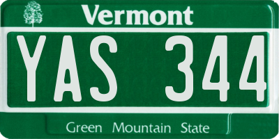 VT license plate YAS344
