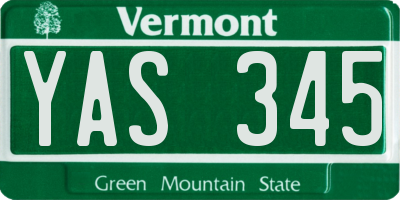 VT license plate YAS345