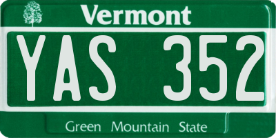VT license plate YAS352