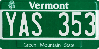VT license plate YAS353