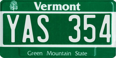 VT license plate YAS354