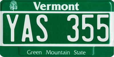 VT license plate YAS355