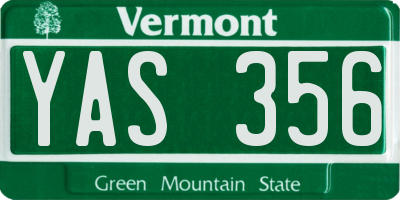 VT license plate YAS356