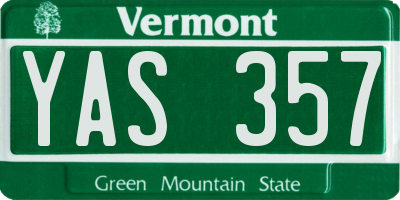 VT license plate YAS357