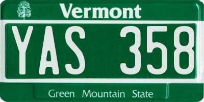 VT license plate YAS358
