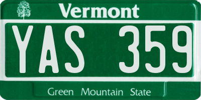 VT license plate YAS359