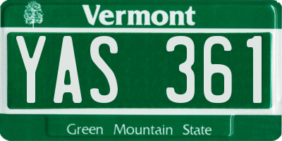 VT license plate YAS361