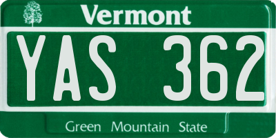 VT license plate YAS362