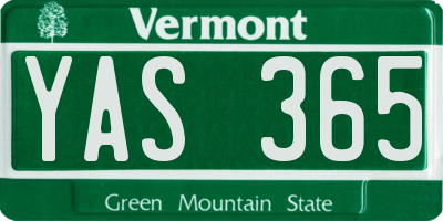 VT license plate YAS365