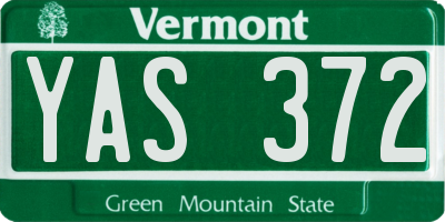VT license plate YAS372