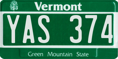 VT license plate YAS374