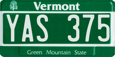VT license plate YAS375