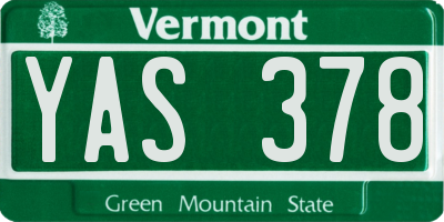 VT license plate YAS378