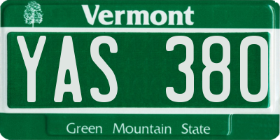 VT license plate YAS380