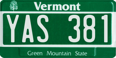 VT license plate YAS381