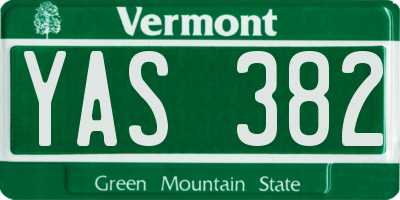 VT license plate YAS382