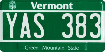 VT license plate YAS383