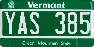 VT license plate YAS385
