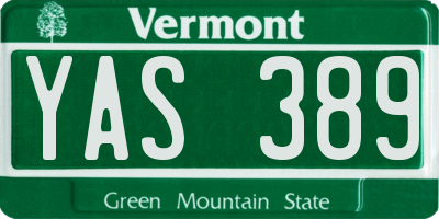 VT license plate YAS389