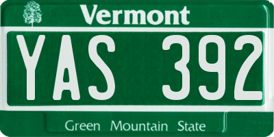 VT license plate YAS392