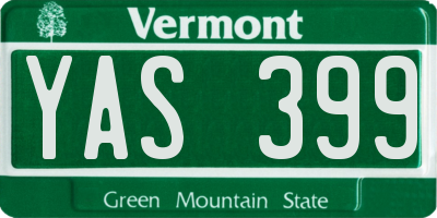 VT license plate YAS399