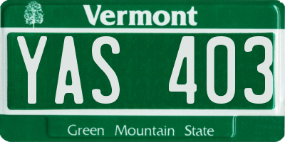 VT license plate YAS403