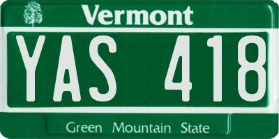 VT license plate YAS418