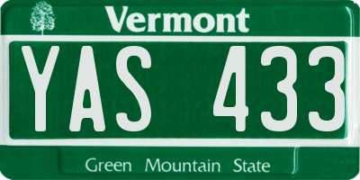 VT license plate YAS433