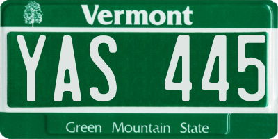 VT license plate YAS445
