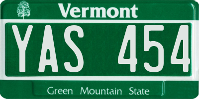 VT license plate YAS454